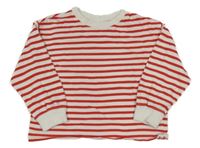 Bielo-červená pruhovaná crop mikina ZARA