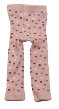 Růžové puntíkaté teplé punčocháče bez šlapiček