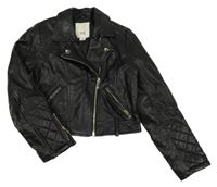 Černý koženkový jarní crop křivák s límečkem RIVER ISLAND