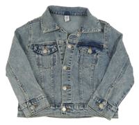 Modrá šisovaná rifľová crop bunda s golierikom Topolino