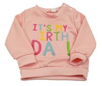 Broskvová narozeninová mikina s nápismi SHEIN