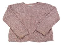 Ružovo-strieborný melírovaný crop sveter PRIMARK