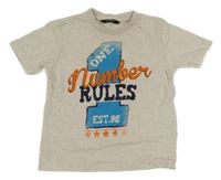 Světlebéžové melírované tričko s číslem a nápisy George