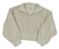Smotanová rebrovaná plyšová crop mikina PRIMARK