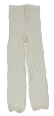 Smetanové silonky bez šlapiček s čipkou