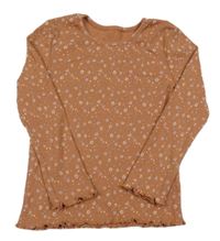 Svetlohnedé rebrované tričko s kvietkami George