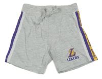 Šedé melírované kraťasy s míčem a nápisem - Lakers a pruhy PRIMARK