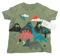 Nové - khaki tričko s dinosaury F&F