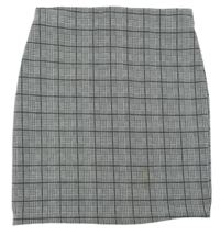 Čierno-biela kockovaná vzorovaná sukňa so zipsom New Look