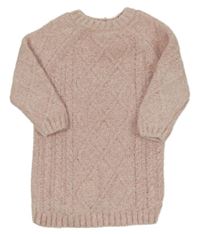 Světlerůžovo-bílé melírované vzorované svetrové šaty PRIMARK