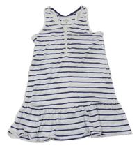 Bielo-tmavomodré pruhované melírované letné šaty H&M
