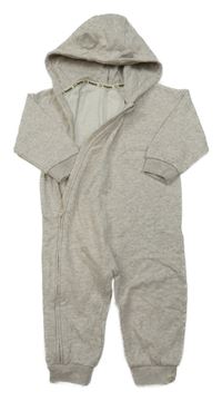 Světlešedo/béžová melírovaná tepláková kombinéza s kapucí s oušky George