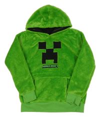 Zelená plyšová mikina s Minecraft a kapsou a kapucí