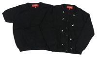 2set- Čierny prepínaci sveter s flitry + Čierny sveter s krátkým rukávom H&M