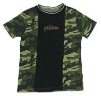 Zeleno-čierne army tričko s nápisom Next