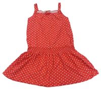 Červené bodkované bavlnené šaty Cherokee