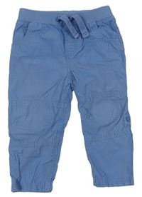 Modré plátenné roll-up nohavice s úpletovým pasom F&F