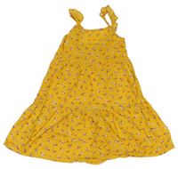 Horčicové kvetované ľahké šaty Primark