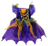 Kostým - Fialové šaty s tylovými pruhy