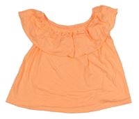 Neónově oranžové crop tričko s volánem Matalan