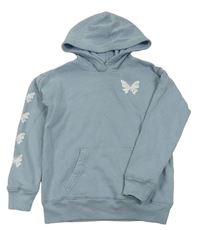 Světlemodrá mikina s nápisy a kapucí Abercrombie&Fitch