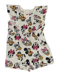 Biely bavlnený kraťasový overal s Minnie a přáteli zn. Primark