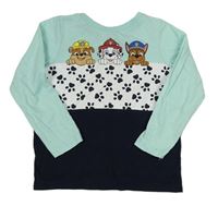 Tyrkysovo-bielo-tmavomodré tričko s Paw Patrol zn. Nickelodeon