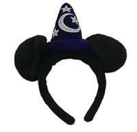 Čierna chlpatá čelenka s uškami a čepicí - Mickey zn. Disney