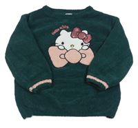 Tmavozelený svetr s Hello Kitty s flitry C&A
