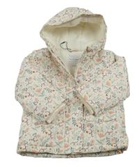 Smotanová kvetovaná šušťáková zateplená bunda s kapucňou Primark