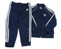 2set - Tmavomodrá sportovní propínací mikina s logem + tepláky Adidas