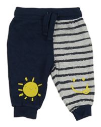 Tmavomodro-pruhované tepláky so sluncem a smajlíkom F&F