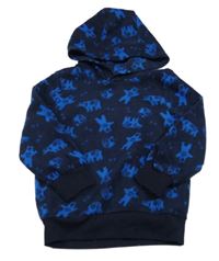 Tmavomodrá fleecová mikina s medveďmi a kapucňou Kiki&Koko