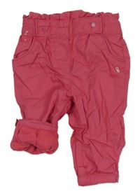 Fuchsiové plátěné podšité kalhoty Obaibi