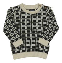 Čierno-béžový kockovaný sveter Next