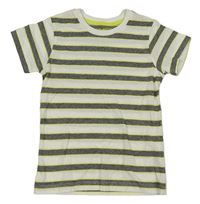 Bílo-černo-limetkové pruhované tričko Matalan