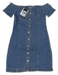 Nové - Modré riflové propínací šaty New Look