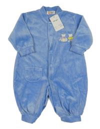 Nové - Modrý sametový overal s medvědy