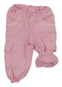 Růžové šusťákové zateplené cargo kalhoty Ergee