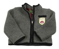 Tmavosivý vlnený podšitý prepínaci sveter s nášivkou