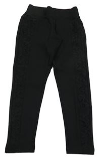 Čierne tregíny s čipkou Hailys