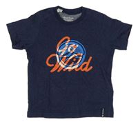 Tmavomodré melírované tričko s potiskem Quechua