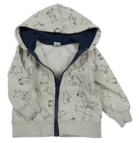 Béžová melírovaná prepínaci mikina s medveďmi a kapucňou Dopodopo