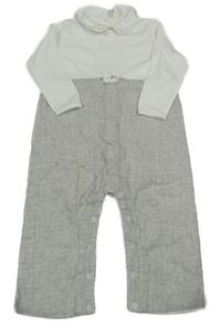 Bílo-šedý podšitý overal s puntíky a límečkem
