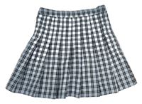 Modro-čierna kockovaná skladaná sukňa H&M