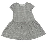 Čierno-biele kockované bavlnené šaty so srdiečkami H&M