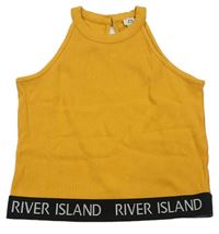 Okrový rebrovaný crop top River Island