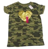 Khaki army tričko se srdcem Primark