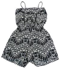 Čierno-biely vzorovaný ľahký kraťasový overal zn. Primark