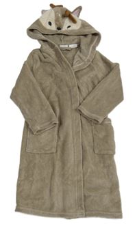 Béžový chlupatý župan s kapucí - sob H&M